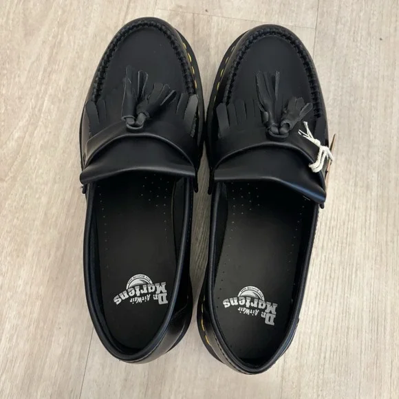 Dr Martens Adrian Quad Loafers Mens Sz 10 Women 11 Black Leather Tassel Platform - Picture 5 of 8